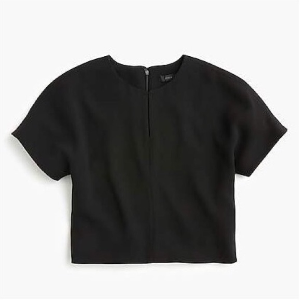 J. Crew cropped cap sleeve top in 365 crepe in black
